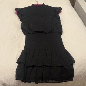 Aqua Black Textured Mini Dress